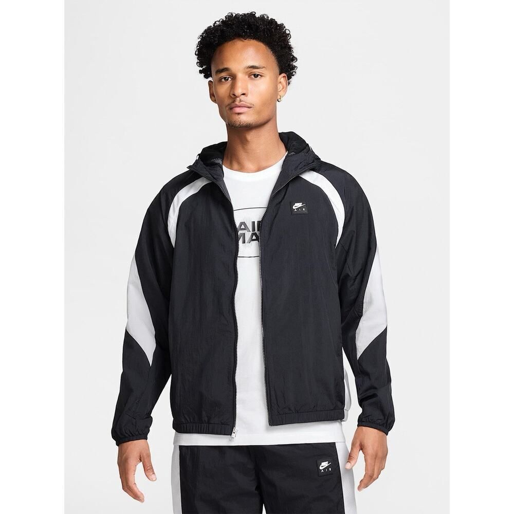 Nike Woven Full Zip Men’s Large Jacket Hoodie Black/White HJ0634-010 NWT
